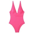 thumbnail image 5 of Women Summer Monokini Deep V-Neck Sleeveless Ribbed One-Piece Swimsuit Breathable Solid Color Quick-Drying Bathing Suit, 5 of 7