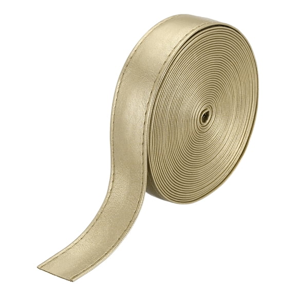 5 Yard Double Sided PU Leather Strap, 0.79 Inches Wide Flat Leather Strips Cord String, Gold