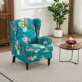thumbnail image 3 of CQSXDA Floral Upholstered Armchair With Retro Wood Legs, Single Sofa Chair For Living Room And Office, Primary Living Space, 3 of 15