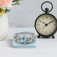 thumbnail image 5 of 5mm Square Shape Natural Blue Topaz 925 Silver Celtic Women Mother's Day Gift Ring, 5 of 7