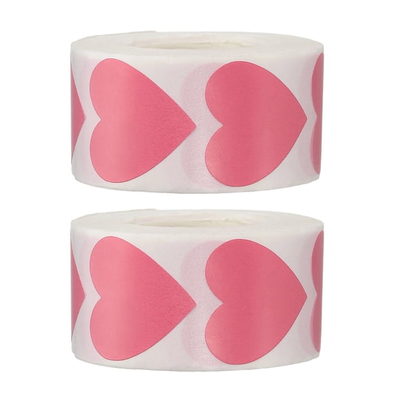 Uxcell Heart Stickers Roll, Stickers for Small Business Paper Self-Adhesive Gift Labels for Gift Wrapping Party Favor Tags Pink