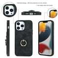 thumbnail image 5 of Feishell Fit for Apple iPhone 13 Pro Max Case with 360° Rotatable Ring Holder,Shockproof Drop Resistant Premium Plain PU Leather Soft TPU Card Slots Kickstand Back Protective Phone Case,Black, 5 of 8