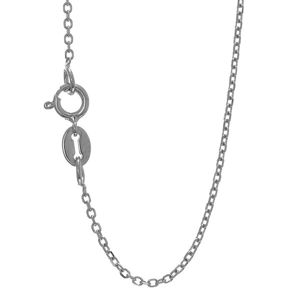 Jewelstop 14k Solid White Gold 1.1 mm Cable Chain Necklace, Spring Ring Clasp-18 inches, 1.7gr.