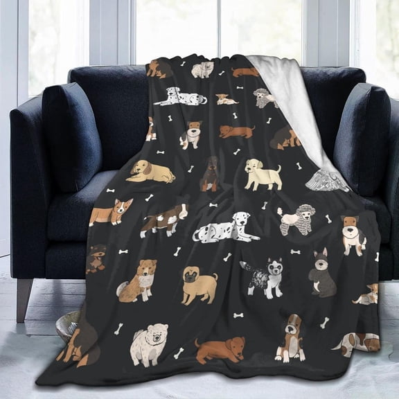 Puppy Dogs Cute Animals Throw Blanket Ultra Soft Warm All Season Cartoon Pets Decorative Fleece Blankets for Bed Chair Car Sofa Couch Bedroom 80"X60"