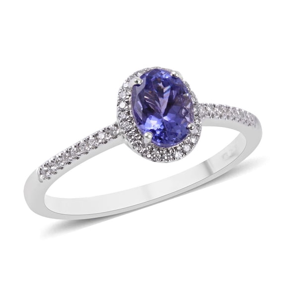 Gorgeous Blue Tanzanite Ring/Dainty Diamond Halo Ring/Oval Tanzanite/14k Tanzanite Jewelry/December Birthstone/Wedding Anniversary/Gifting