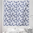 thumbnail image 1 of Fish Tapestry, Japanese Carp Koi Wave Patterned Background Ancestral Animals Culture, Fabric Wall Hanging Decor for Bedroom Living Room Dorm, 5 Sizes, Dark Blue White, by Ambesonne, 1 of 1