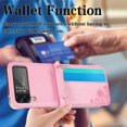 thumbnail image 4 of Mobile Phone Cover Foldable Multifunctional Shockproof Anti-fall Detachable Wallet Function Faux Leather Crossbody Lanyard Folding Screen Phone Protective Case for  Z Flip 3, 4 of 7