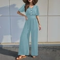 thumbnail image 2 of CAIVO Stylish Women Jumpsuit Onesie Casual Wear Slim Fit With Waist Cinching Versatile Design For Summer Autumn Solid Color Comfort Dailywear, 2 of 7