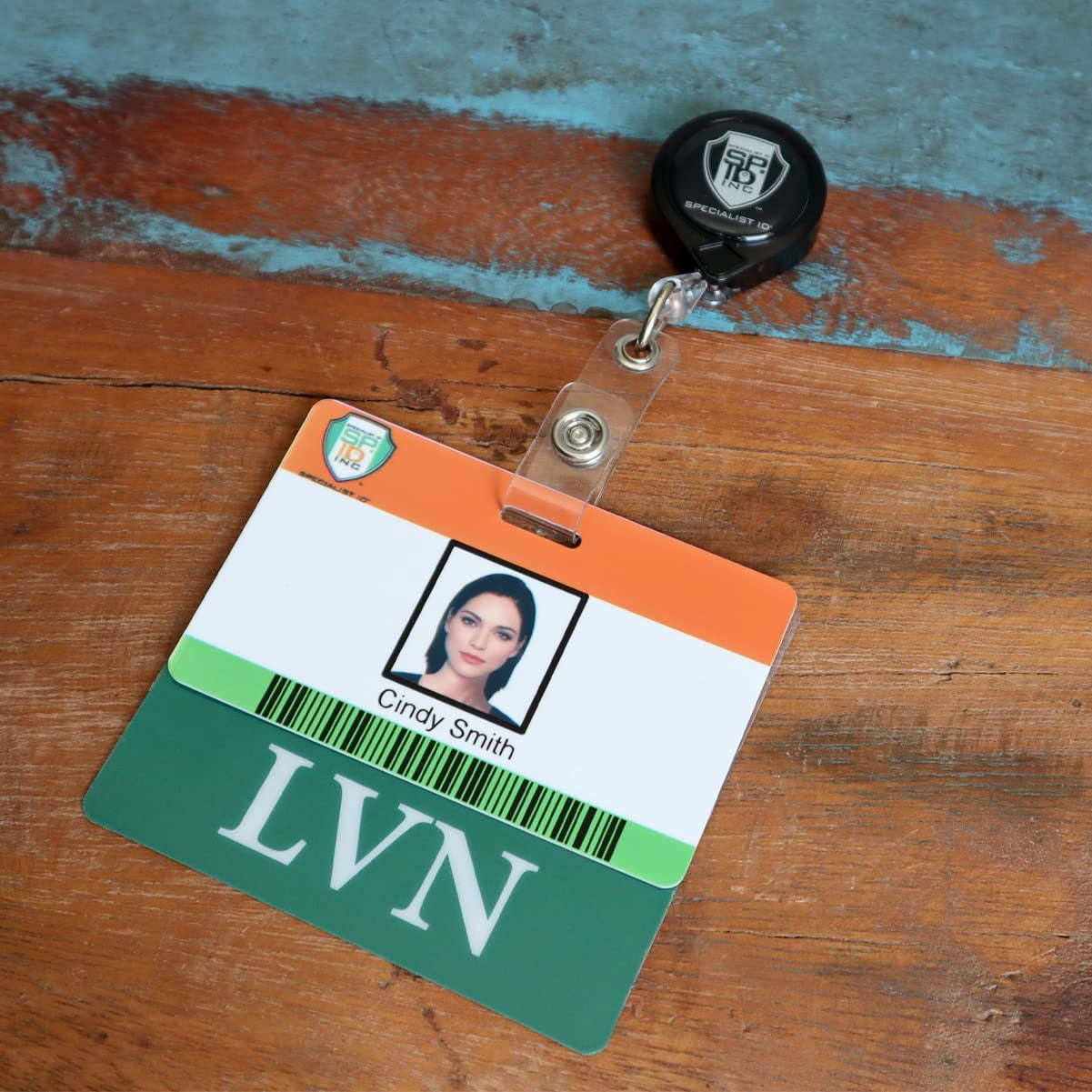 5 Pack - Clear LVN Badge Buddy Horizontal - Hospital & Nurse ID Backer Cards - Transparent Title/Role Identifier - Wear Behind Medical Name Badge on I’D Reel or Lanyard by Specialist ID (Green)