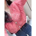 thumbnail image 4 of Suéter de mujer con cuentas japonesas, abrigo de otoño e invierno, cuello en V, suave y dulce cárdigan de punto de terciopelo de visón, top corto, 4 of 5