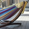 thumbnail image 4 of Double Cotton Hammock with Solid Pine Arc Stand  - Tropical (8ft)  (FSC Certified), 4 of 7