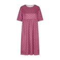 thumbnail image 3 of ZZwxWA Plus Size Casual Dresses for Women Polka Dots Print Short Sleeve Loose Fit with Pockets Knee Length Dress Daily Wear, 3 of 5