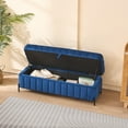 thumbnail image 6 of NEW 49.21" Wide Upholstered Velvet Storage Soft Bench Footstool Ottoman End of Bed with Metal Legs, Foot Rest for Living Room, Entryway and Bedroom. Navy, 6 of 8