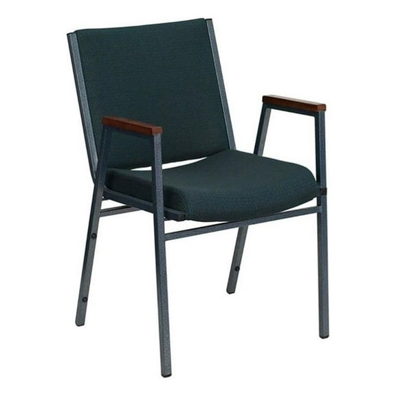 Bowery Hill Fabric/Metal Multipurpose Stacking Arm Guest Chair in Green