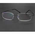thumbnail image 3 of Mens Rimless Rectangle Black Light Weight Reading Glasses Anti-blue Light Classic Business Readers Flexible Metal Presbyopic Eyeglasses, 3 of 5