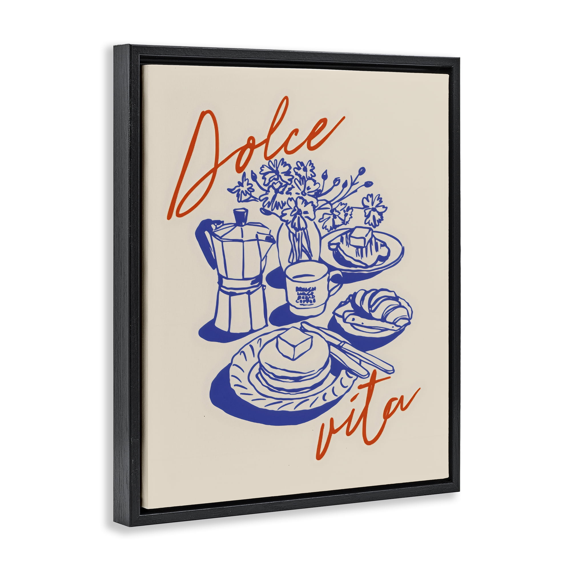 Stupell Industries Retro Breakfast Morning Spread Black Framed Floater Canvas Wall Art, design by The Prints Vibe