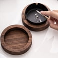 thumbnail image 2 of 2X Cenicero de Nogal con Tapas Cenicero de Madera Una Prueba de Viento Cenicero Portátil para Fumadores Oficina Escritorio, Regalo para Hombres (Negro), 2 of 5