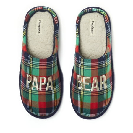 

Dearfoams Cozy Comfort Men s Papa Bear Plaid Clog Slippers