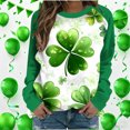 thumbnail image 2 of St Patricks Day Sweatshirt Women Shamrock Long Sleeve Shirt Casual Crewneck Pullover Adies Bow Print Tops St Patrick's Day Shirt, 2 of 6
