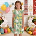 thumbnail image 2 of oqasdz Dresses for Girls Easter Flutter Sleeve Flowy Loose Casual Cartoon Prints Sundress with Pockets Party Wedding Dress, 2 of 4