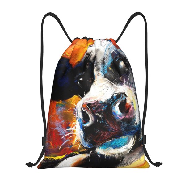 Fotbe Cow Bolsa Mochila con Cordón Estampada, Bolsa de Gimnasio Deportiva, Bolsa Cinch, Bolsa con Cordón para Hombres y Mujeres-Medium