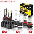 thumbnail image 1 of Front 9005 H10 LED D2S HID Headlights Hi/Lo + H8/H9 Fog Light Bulbs 6000K Bright White X6, 1 of 12