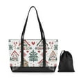 thumbnail image 7 of FORMRS Canvas Laptop Tote Bag for Women with 15.6" Computer Compartments Shoulder Handbag, Beige Nordic Christmas House, 7 of 7