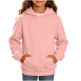 thumbnail image 6 of Miluxas Kids Solid Pullover Hoodie for Girls Boys, Hood Sweatshirt with Front Kangaroo Pocket, Soft Long Sleeve Basic Top Pink 7-8 Years, 6 of 6
