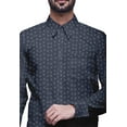 thumbnail image 3 of BESTMAN Chemise en Coton pour Hommes Manches Longues Imprimée Col Évasé Slim Formelle, 3 of 5
