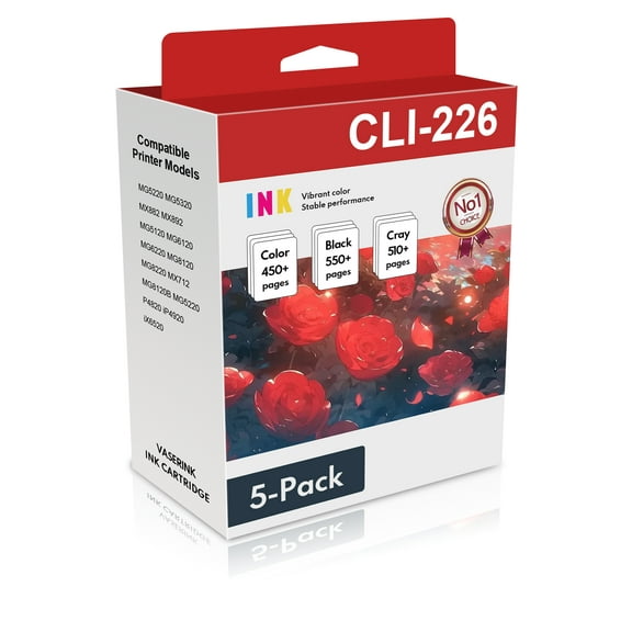 CLI-226 Ink Cartridge Compatible with Canon CLI-226 for Canon PIXMA MG5220 Printer (5 Pack)
