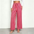 thumbnail image 4 of Endives Wide Leg Pants for Women Summer Striped Loose Straight Leg Elastic Waist Trousers with Pockets Vacation Outfits Flowy Pants for Women, 4 of 6