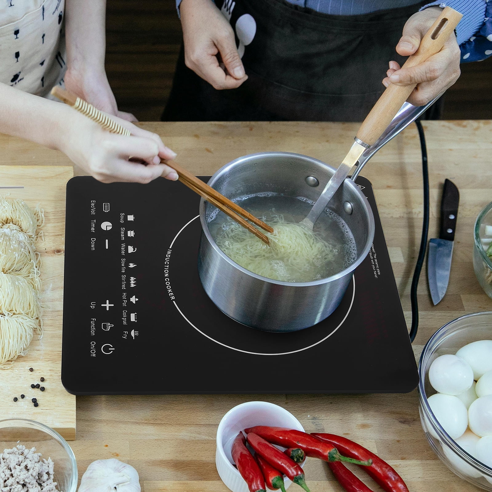 YEAHIBABY Electric Stoves for Kitchen Practical Induction Cooker Black 1Pack