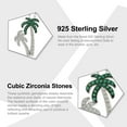 thumbnail image 3 of Silver Palm Tree Necklace with Cubic Zirconia Stones - 925 Sterling Silver -  Colored Tropical Tree Pendant - Adjustable Silver Necklace 16”-18” Included!, 3 of 5