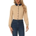 thumbnail image 1 of INSPIRE CHIC Chemise Boutonnée pour Femme à Manches Longues de Travail Col Peter Pan Blouse Hauts TP Kaki, 1 of 5