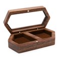 thumbnail image 2 of Cajas de Joyería Portátile Caja Organizadora de Anillos Dobles con Tapa Coleccionables Caja de Anillos de d Anillos de Compro Marrón Yotijar Vitrina de joyería, 2 of 9