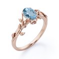 thumbnail image 4 of JeenMata Inspired by Nature - 1.3 Carat Oval Shape Created Aquamarine - Four Prong Setting Engagement Ring - 18K Rose Gold Plating over Silver, 4 of 6