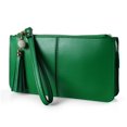thumbnail image 1 of Bolso de mano de pulsera con protección RFID de piel auténtica, color verde, 1 of 9
