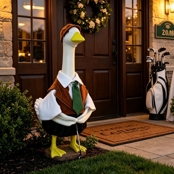 Aurorax Porch Goose Outfits 23" Holiday,Goose Clothes for Cement Goose Porch Goose 17/19 inch,All the Season Golf Costume Brown 23" Porch Goose Clothing Accessories for Garden Outdoor Lawn