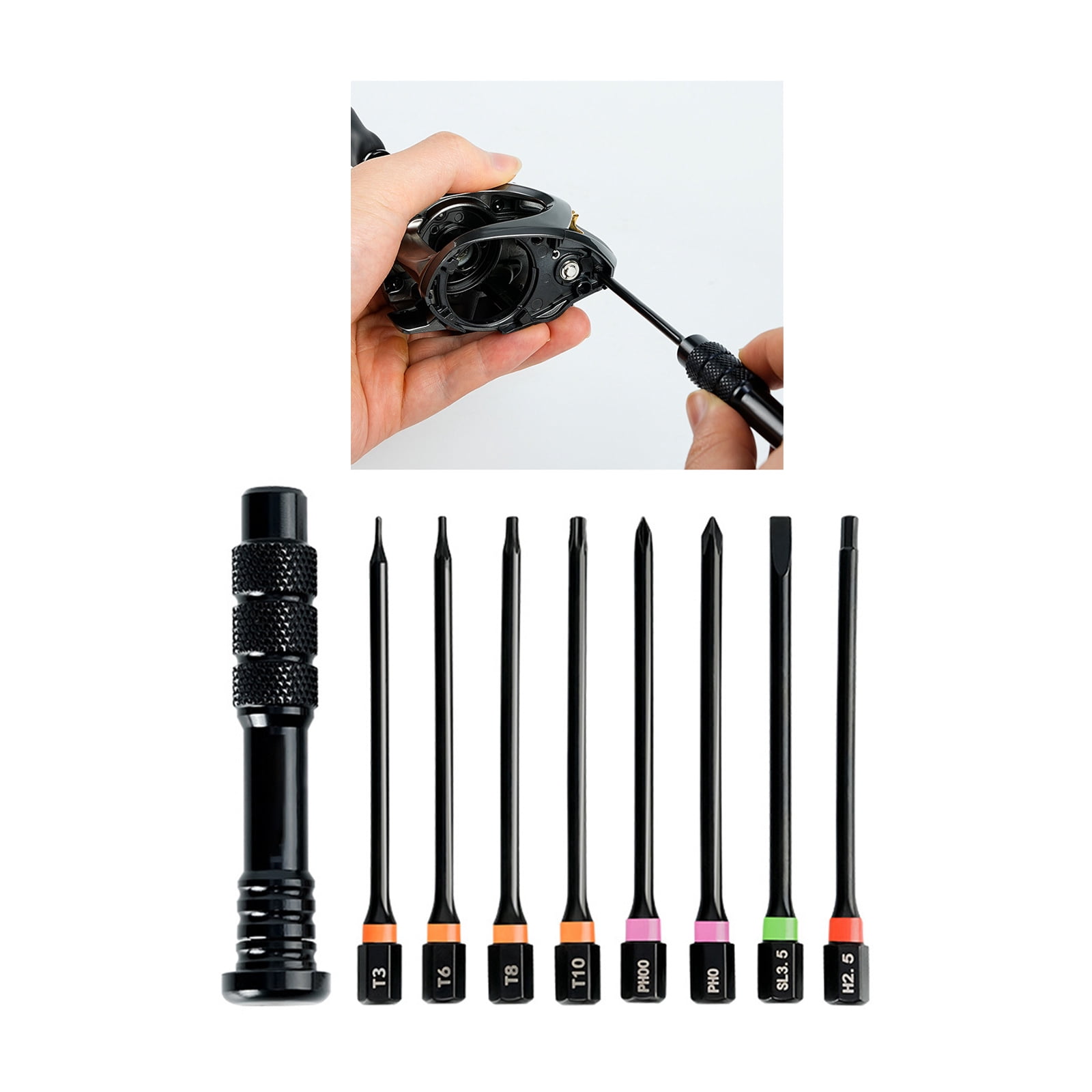 Screwdriver Set For Fishing Reel Features Rustproof Alloy Steel Construction And Rotating Handle