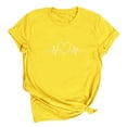 thumbnail image 4 of Valentines Day Shirt for Women Heart Print Round Neck Tee Fashion Casual Short Sleeve Tops ,Yellow,3XL, 4 of 7