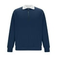 thumbnail image 6 of DODADAWANJ Men's Waffle Knit Shirts Casual Zip Up Shirt Solid Color Long Sleeve Collared Tops for Fall Spring Navy L, 6 of 9