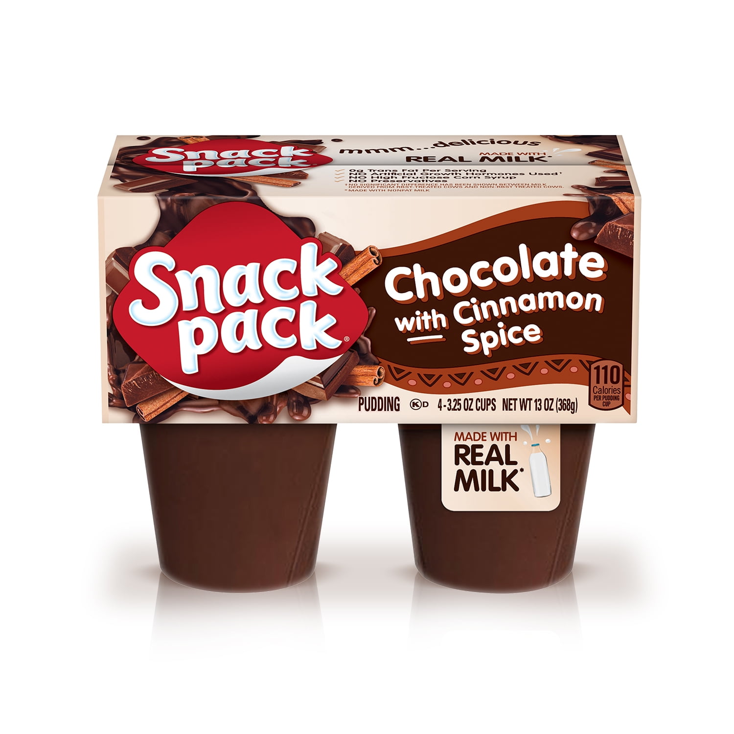 Snack Pack Chocolate with Cinnamon Spice Pudding Cups, 3.25 oz. 4Count
