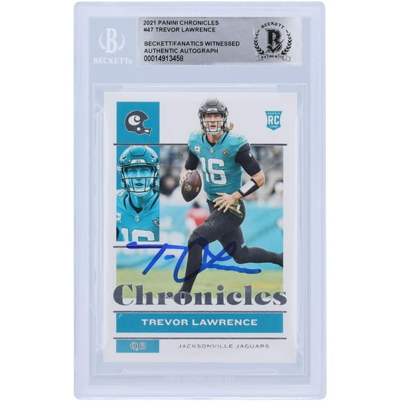 Trevor Lawrence Jacksonville Jaguars Autographed 2021 Panini Chronicles #47 Beckett Fanatics Witnessed Authenticated Rookie Card - Fanatics Authentic Certified