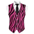 thumbnail image 5 of Yuyamidu Pink Zebra Stripe Men's Slim Fit Suit Vest Waistcoat with 3 Pockets for Business Formal Wedding Prom and Casual Tuxedo Wear Size S, 5 of 7