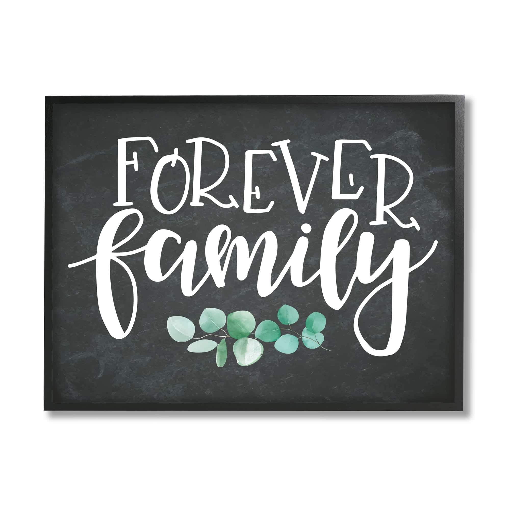 Stupell Industries Forever Family Motivational Phrase Green Eucalyptus Plant, 20 x 16, Design by ND Art