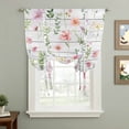thumbnail image 2 of Pink Spring Floral Tie Up Curtains for Windows, Adjustable Balloon Window Shades, Flowers Botanical Elegant Wooden Kitchen Window Treatments Farmhouse Short Curtains with Rod Pocket 42"x45", 2 of 8