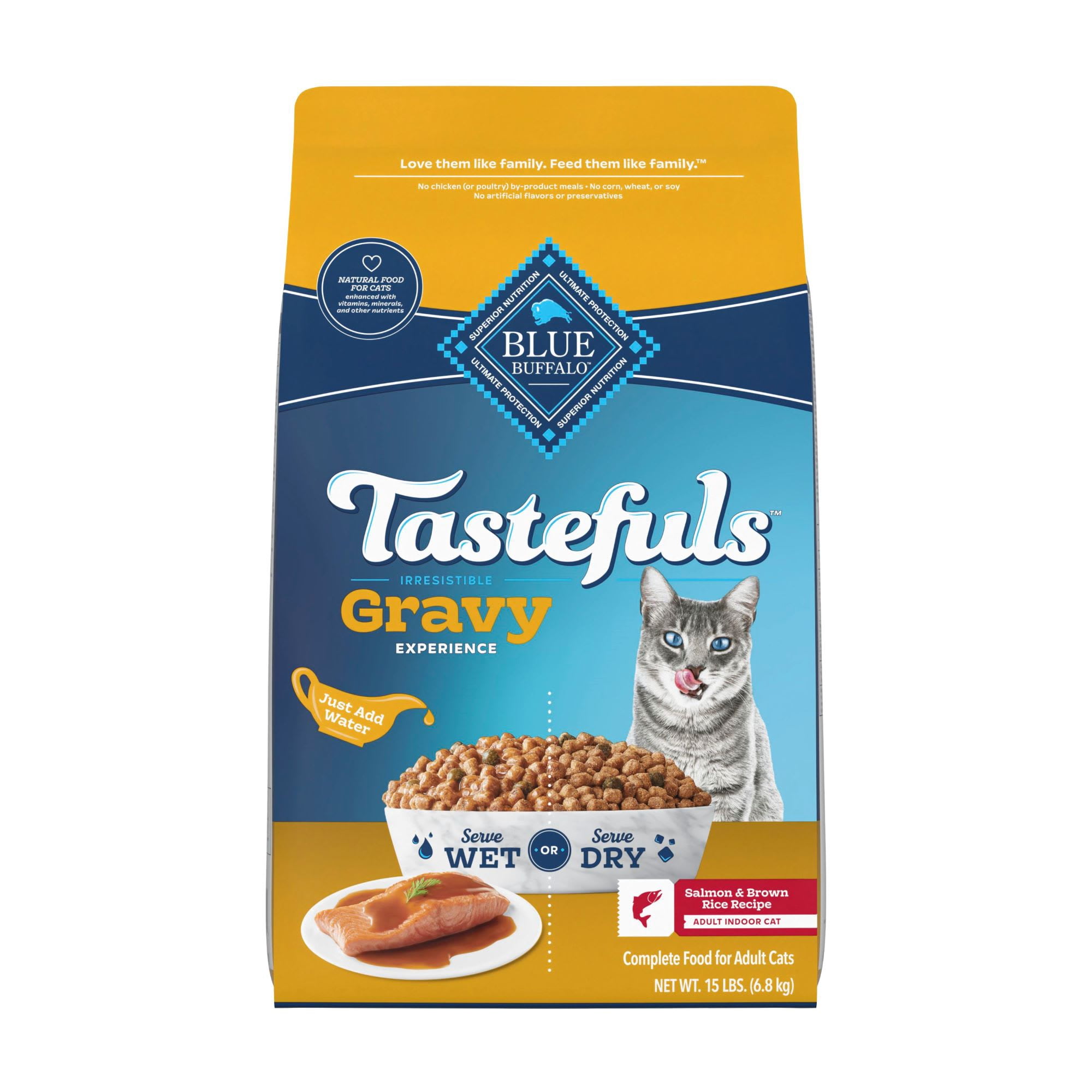Blue Buffalo Tastefuls Irresistible Gravy Experience Salmon Adult Indoor Cat Dry Food, 15 lbs.