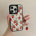 thumbnail image 3 of Cute Strawberry Matte Phone Case with Charm for iPhone 14 Pro Max,Trendy Stylish Red Polka Dots Fruit Print Glossy Protective Girls Women Gift Cover+Chain(i14promax 6.7"), 3 of 9