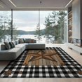 thumbnail image 2 of ODIKA 8'x10' Washable Area Rug Non-Slip Chair-Friendly Mat Plank Plaid Frame Retro Panel Farmhouse Border Motif Door Vintage Refined for Dining Room, Large Office, Lounge, 2 of 7