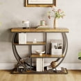 thumbnail image 2 of Yeshouse mesa de entrada estilo granja de 99 cm con almacenamiento, consola de madera de 4 niveles y estructura geométrica metálica, ideal para detrás del sofá o pasillos en apartamentos pequeños, 2 of 8